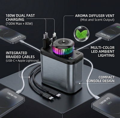 5-in-1 Car Charger with Star Light & Aromatherapy